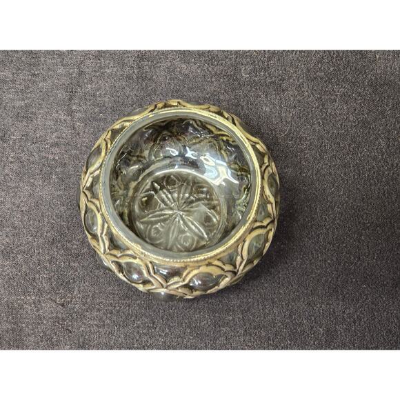 Vintage Brass Silver Tone Baroque Hand Blown Glass Bohemian Boho Apothecary Jar - Picture 4 of 9